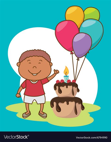 Kids birthday celebration cartoon Royalty Free Vector Image