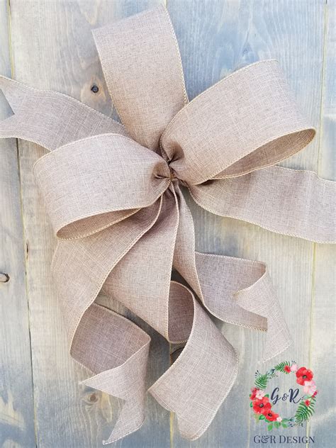 Bow For Summer Wreath Linen Wreath Bow Rustic Wreath Decor Etsy