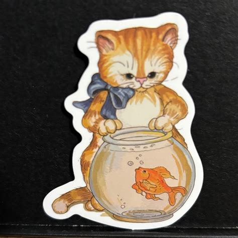 Design Cat And Goldfish Sticker Poshmark