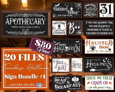 Farmhouse Halloween Svg Bundle Vintage Halloween Sign Svg Etsy