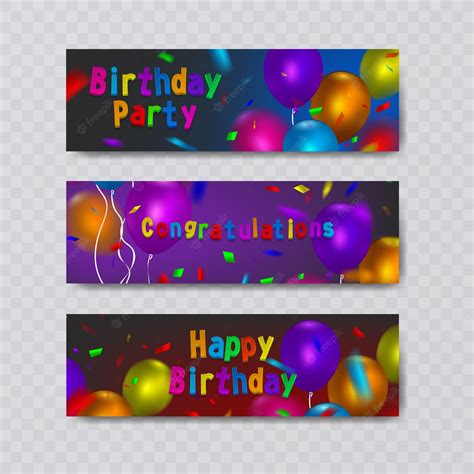 Premium Vector Happy Birthday Banners Set Of Banners With Colorful