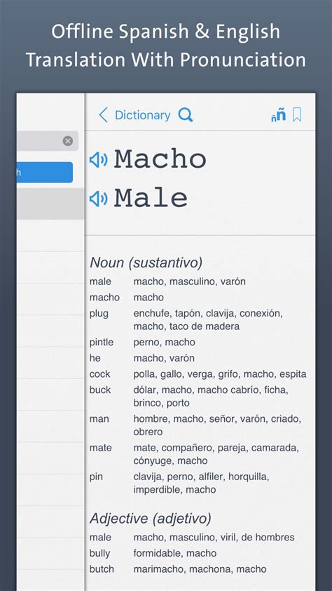 Spanish Dictionary Offline Translation With Pronunciation For IPhone