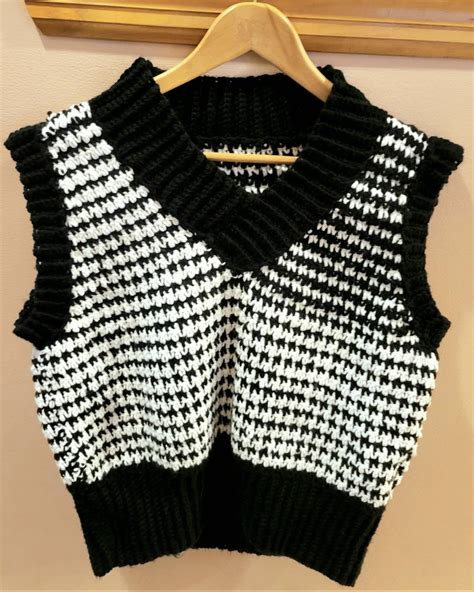 Crochet Houndstooth Vest Crochet Houndstooth Sweater Vest Inspire