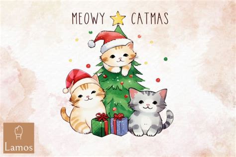 Meowy Catmas Christmas Cats Graphic By Lamos Sublimation Creative Fabrica