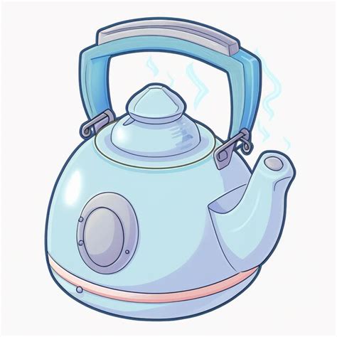 Premium Photo Cartoon Illustration Of A Tea Kettle With A Steam