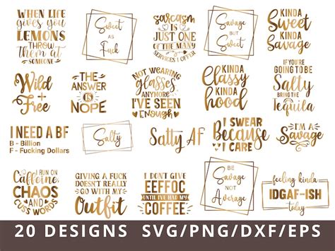 Sassy Svg Bundle Sassy Quotes Svg Funny Sarcastic Svg Etsy