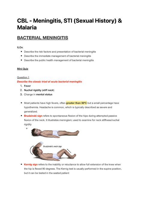 Meningitis Sti Sexual History And Malaria C B L M E N I N G I T I S St I S Ex U A L H