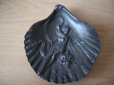 Pewter Shell Dish Nude Lady On Serpent