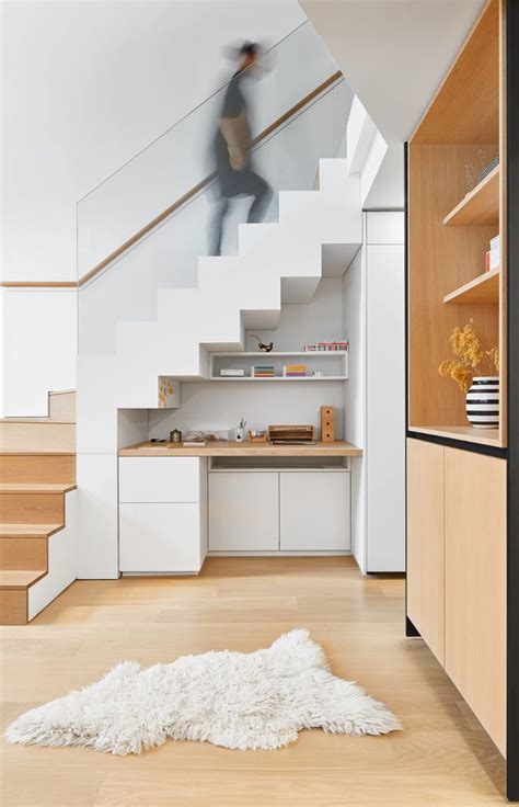 A Desk Was Built Under The Stairs As Part Of The Remodel Of This Loft ...