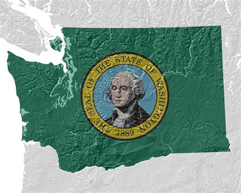 Washington State Flag on Physical Map I created : r/Washington