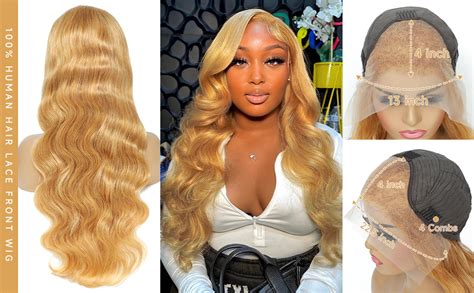 Amazon Honey Blonde Lace Front Wig Human Hair 13x4 Colored Body Wave Lace Front Wigs Human