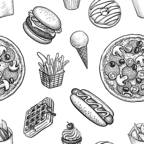 Premium Vector Fast Food Seamless Pattern