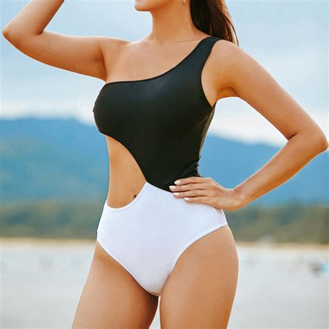 Snakeskin Cut Out One Shoulder Bikini Set Atelier Yuwa Ciao Jp