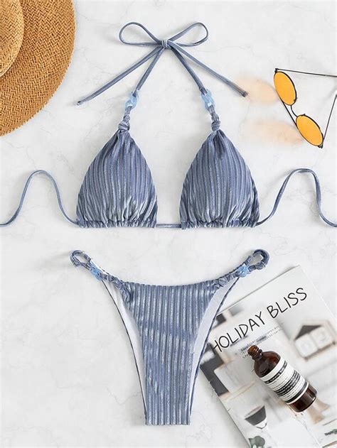 Chain Linked Triangle Bikini Swimsuit SHEIN USA