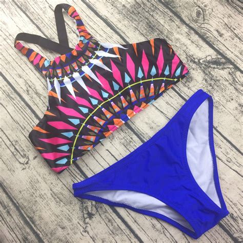 Brazilian Print High Neck Bikini Pcs Set Bikin International