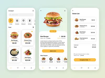 Food Delivery App- Digital Wireframe, Usability Study, Prototype by Zobair Sumon on Dribbble