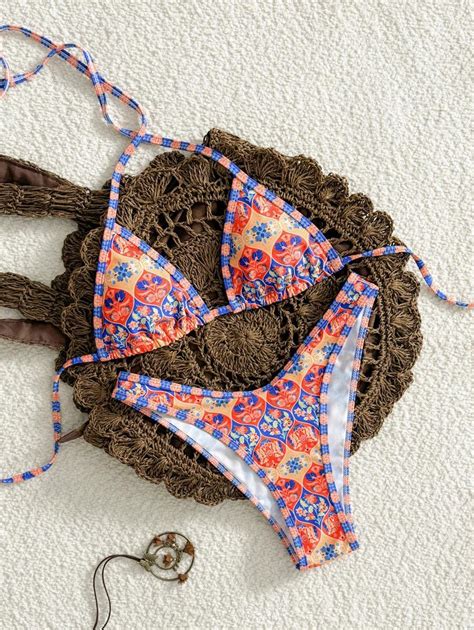 SHEIN 2Pcs Springbreak Women Sexy Multicolor Vacation Bikini Set SHEIN