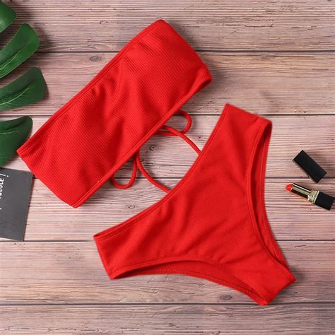 Sexy Bikini Swimwear Women Swimsuit High Waist Padded Bathing Suit Female Summer Beach Wear