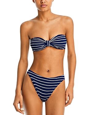 Hunza G Jean Bikini Top Bottoms Set Navy White Editorialist