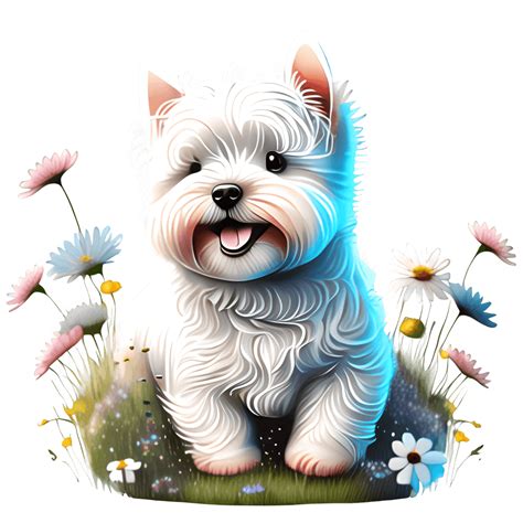 Happy White Westie Graphic · Creative Fabrica