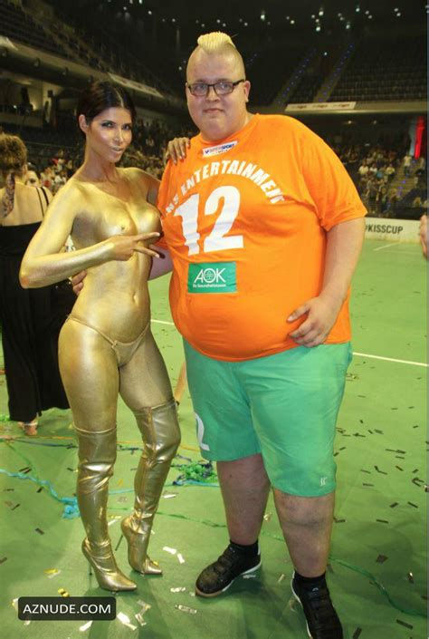 Micaela Schafer Hot BodyPaint On The KISS FM Cup 2016 AZNude