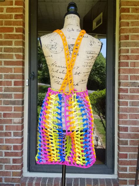 Rainbow Crochet Overalls Gay Lesbian Bisexual Pride Top Etsy