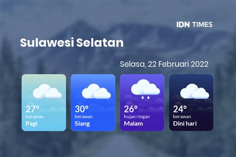 Prakiraan Cuaca Hari Ini Selasa 22 Februari 2022 Sulawesi Selatan