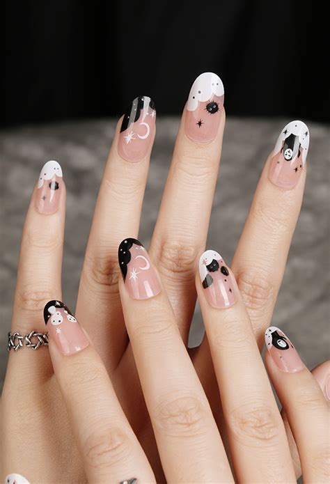 Halloween Kawaii Geist Nageltipps Künstliche Nägel Gefälschte Nägel