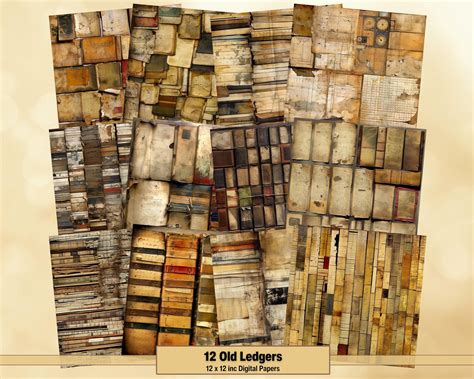 Printable Old Ledgers Digital Papers Neutral Pages Ledger Background