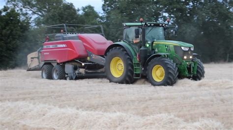 John Deere 6195r And Massey Ferguson 2270xd Square Baling Youtube