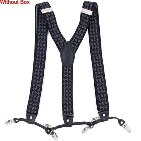 Vêtements lingerie JIERKU bretelles cuir pour hommes Bretelles 6 Clips noir cuir bretelles