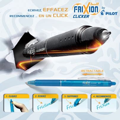 Stylo roller Pilot Frixion Clicker effaçable et rétractable Stylo Pilot