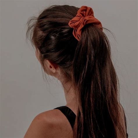 Female Girl Hairstyle Updo Ponytail Brunette Brown Hair Scrunchie Faceless Aesthetic Brunette