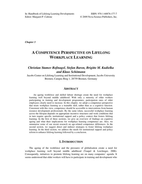 (PDF) A competence perspective on lifelong workplace learning