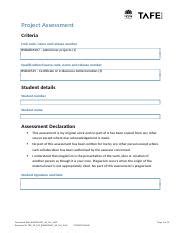 BSBADM407 AE Pro 2of2 Docx Project Assessment Criteria Unit Code Name