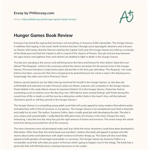 Hunger Games Book Review Essay Example Words Phdessay