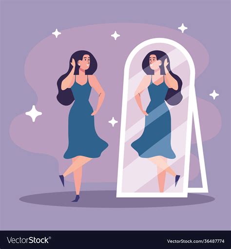 Beautiful Sexy Girl Looking In Mirror Royalty Free Vector