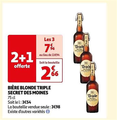 Promo Bière Blonde Triple Secret Des Moines chez Auchan iCatalogue fr