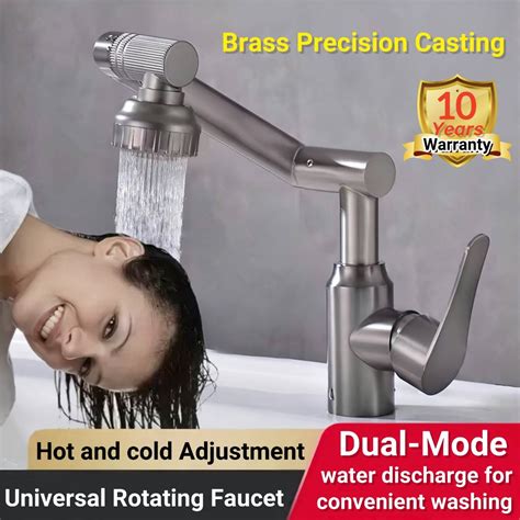 Sink Faucet Stainless 1080 Rotating Cold Hot Faucet Lavatory Faucet 2 Outlet Mode Shopee