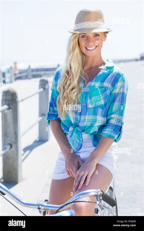 Cute Blonde On A Bike Ride Stock Photo Alamy