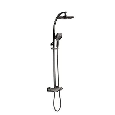 Bathroom Gun Grey Brass Shower Sets Hot Cold Shower Mixer In Wall Rain Shower Set Hot Cold