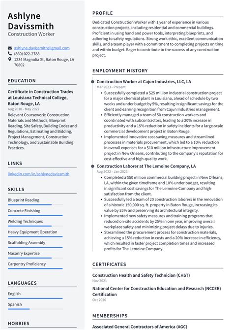 Construction Worker Cover Letter Samples And Templates