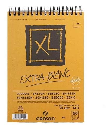 Block Xl Espiral Croquis A5 60h 90g Extra Blanco Canson MercadoLibre