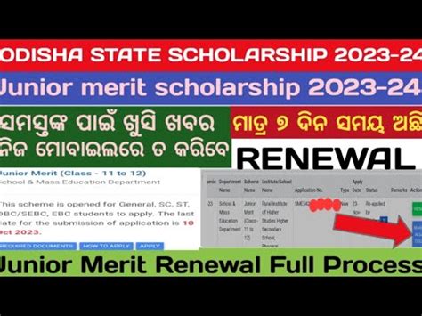 Junior Merit Scholarship Renewal 2023 24