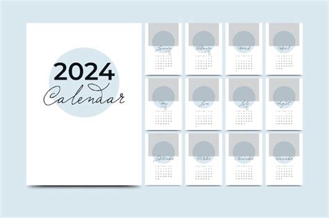 Plantilla De Calendario Anual Simple A O Nuevo Vector Premium