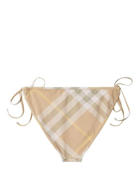Burberry Checked Side Tie Bikini Bottoms Neutrals Farfetch Uk