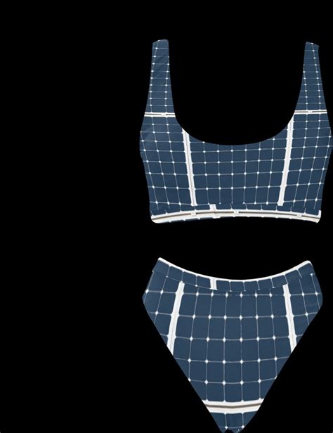 Solar Technology Power Panel Image Sun Energy Sport Top High Waisted Bikini Swimsuit Model