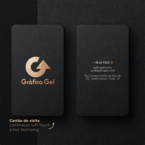 Cartão de Visita em Hot Stamping Dourado Frente Gráfica Gel