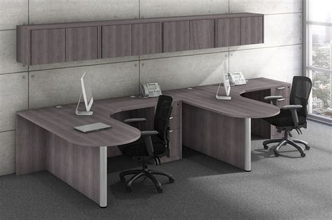 Gray Peninsula Desk For Two Pl Laminate By Performance Furnishings