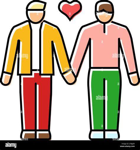 Gay Lgbt Couple Love Color Icon Vector Illustration Stock Vector Image Art Alamy